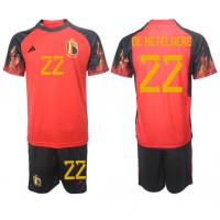 Fotballdrakt Barn Belgia Charles De Ketelaere #22 Hjemmedraktsett VM 2022 Kortermet (+ Korte bukser)